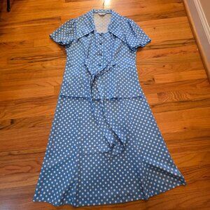 Sears Blue / White Polka Dot 2 pc Top & Skirt 18